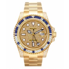 Rolex GMT Master II Yellow Gold Pave diamond dial 116758 SAPAVE Replica