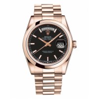 Rolex Day Date 118205 Pink Gold Black Dial