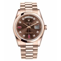 Rolex Day Date Pink Gold Chocolate Dial 118205 CHODRP Replica