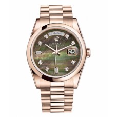 Replica Rolex Day Date 118205 Pink Gold Dark MOP Dial