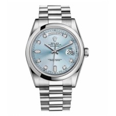 Rolex Day Date Platinum Glacier blue dial 118206 GLADP Replica