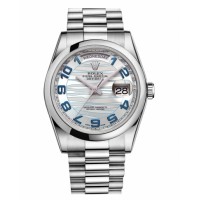 Rolex Day Date Platinum Glacier blue wave dial 118206 GLAWAP Replica