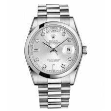 Replica Rolex Day Date 118206 Platinum Silver dial