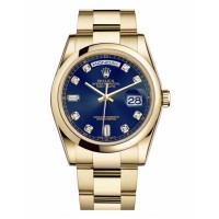 Rolex Day Date Yellow Gold Blue Dial 118208 BDO Replica