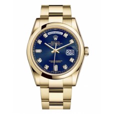 Rolex Day Date Yellow Gold Blue Dial 118208 BDO Replica