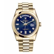 Replica Rolex Day Date 118208 BDP Yellow Gold Blue Dial