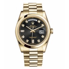 Replica Rolex Day Date Yellow Gold 118208 BKDP Black Dial