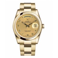 Rolex Day Date Yellow Gold Champagne Dial 118208 CHAO Replica