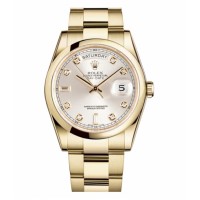 Rolex Day Date Yellow Gold Silver Dial 118208 SDO Replica