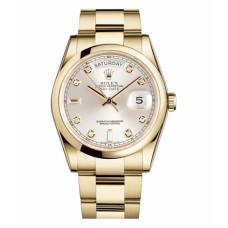 Rolex Day Date Yellow Gold Silver Dial 118208 SDO Replica