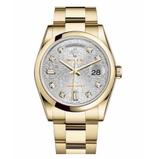 Rolex Day Date Yellow Gold Silver jubilee Dial 118208 SJDO Replica