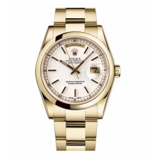 Replica Rolex Day Date 118208 Yellow Gold White Dial