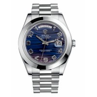 Rolex Day Date II President Platinum Blue wave dial 218206 BLWAP Replica