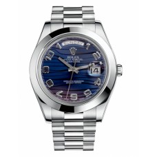 Rolex Day Date II President Platinum Blue wave dial 218206 BLWAP Replica
