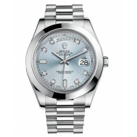 Rolex Day Date II President 218206 Platinum Ice blue dial Replica