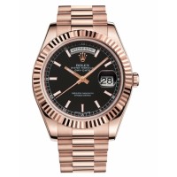 Replica Rolex Day Date II 218235 President Pink Gold Black dial