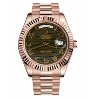 Rolex Day Date II President Pink Gold Brown wave dial 218235 watch Replica