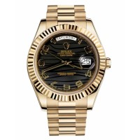 Rolex Day Date II President Yellow Gold Black wave dial 218238 BKWAP Replica
