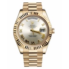 Rolex Day Date II President Yellow Gold Silver dial 218238 SRP Replica