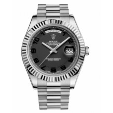 Rolex Day Date II President White Gold Black concentric dial 218239 BKCAP Replica