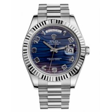 Rolex Day Date II President White Gold Blue wave dial 218239 BLWAP Replica