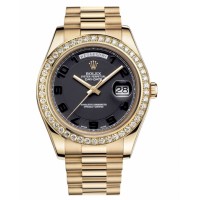 Rolex Day Date II President Yellow Gold 218348 BKCAP Black concentric dial Replica