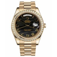 Rolex Day Date II President Yellow Gold Black wave dial 218348 BKWAP Replica