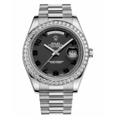 Rolex Day Date II President White Gold and Diamonds Black concentric dial 218349 BKCAP Replica