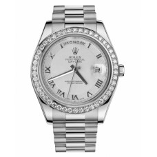 Rolex Day Date II President White Gold and Diamonds Ivory concentric circle dial 218349 ICRP Replica