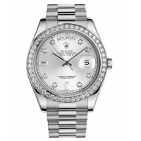 Rolex Day Date II President White Gold and Diamonds Silver dial 218349 SDP Replica