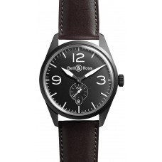 Bell & Ross BRV Vintage BR 123 Mens Replica Watch Original Black Carbon