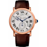 Rotonde de Cartier Silver Dial GMT 18kt Pink Gold Mens Watch W1556240