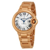Cartier Ballon Bleu Silver Dial 18kt Rose Gold Ladies Watch