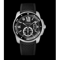Calibre De Cartier Diver Black Dial Rubber Mens Watch W7100056