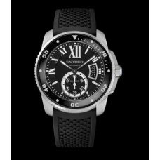 Calibre De Cartier Diver Black Dial Rubber Mens Watch W7100056