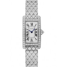Cartier Tank Americaine Silver Dial White Gold Bracelet Ladies Watch WB710009 