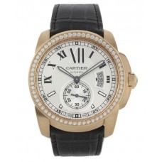 Calibre De Cartier Diamond Pink Gold Automatic Mens Watch WF100005