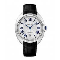 Cartier Cle Silvered Flinque Dial Steel Men's Watch 