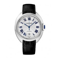 Cartier Cle Silvered Flinque Dial Steel Men's Watch 