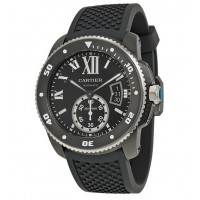 Calibre de Cartier Diver Automatic Black Dial Black Rubber Divers Men's Watch wsa0006