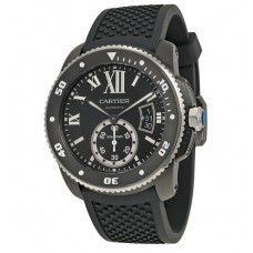 Calibre de Cartier Diver Automatic Black Dial Black Rubber Divers Men's Watch wsa0006