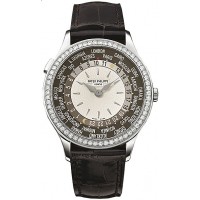 Patek Philippe Brown and Ivory Dial 18kt White Gold Diamond Brown Leather Ladies 7130G-001