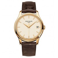 Patek Philippe Calatrava Ivory Dial 18kt Rose Gold Brown Leather 5227J