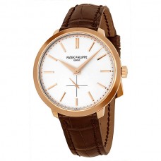 Patek Philippe Calatrava Silver Dial 18k Rose Gold Brown Leather 5123R-001 Patek Philippe Calatrava Silver Dial 18k Rose Gold Brown Leather 5123R-001