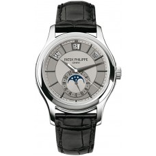 Patek Philippe Complications Grey Dial 18k White Gold Black Leather 5205G-001