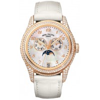 Patek Philippe Complications Mother of Pearl 18kt Rose Gold Diamond Leather Ladies 4937R