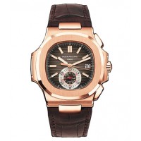 Patek Philippe Nautilus Black-Brown Dial 18kt Rose Gold Case Matt Dark Brown Leather 5980R-001