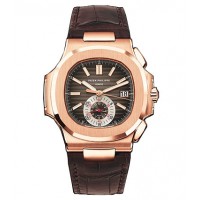 Patek Philippe Nautilus Black-Brown Dial 18kt Rose Gold Case Matt Dark Brown Leather 5980R-001