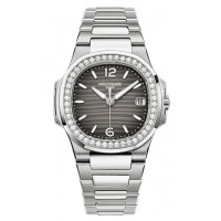 Patek Philippe Nautilus Smoke Grey Dial 18 Carat White Gold Set With Diamonds Ladies 7010/1G-012