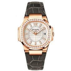Patek Philippe Nautilus White Dial Black Leather Strap Ladies 7010R-001 Patek Philippe Nautilus White Dial Black Leather Strap Ladies 7010R-001